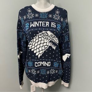 GAME OF THRONES Winter is Coming Knit Sweater sweatshirt size Large long sleeves
